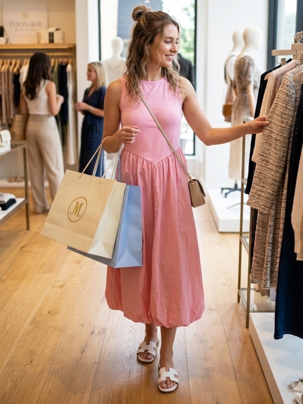 Women’s Pink Midi Sundress - Unbranded
